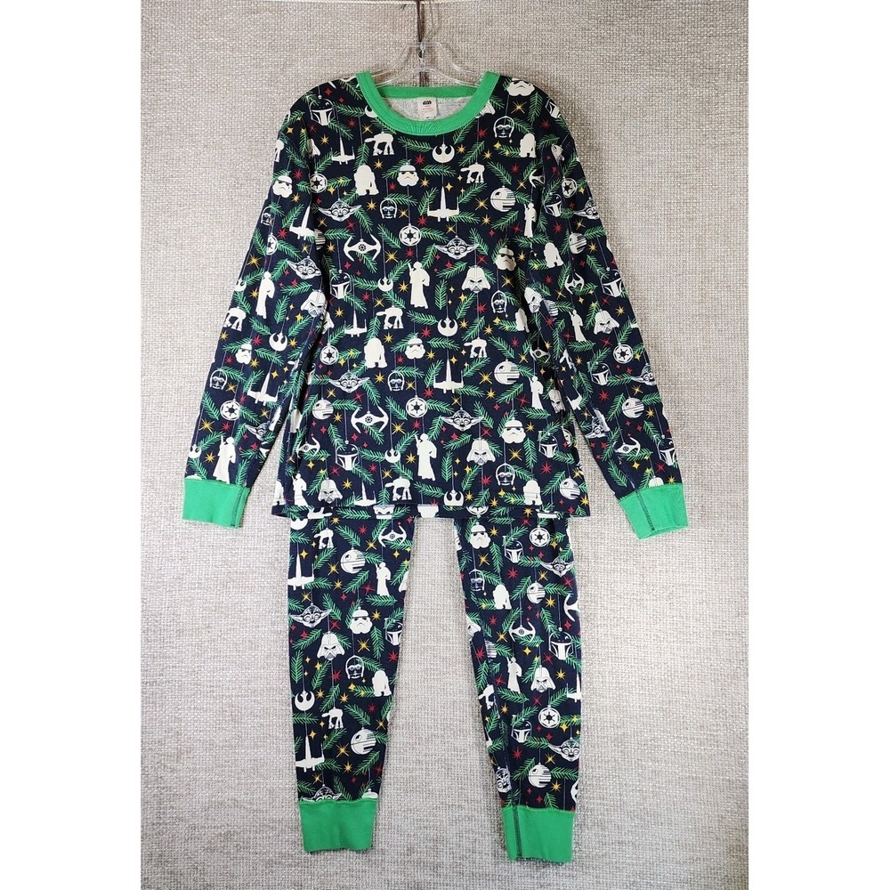 Hanna Andersson Star Wars Christmas Pajama Set Adult Large Navy Stretch Knit